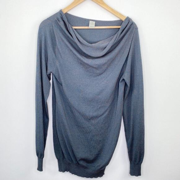 Trouve Blue Brown Oversized Cowl Neck Long Sleeve Sweater Women's Size 1 - Picture 1 of 8